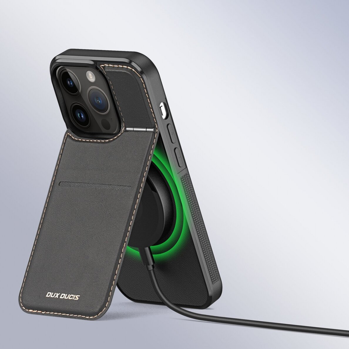 Dėklas MagSafe Wallet RFID Blocking Stand Dux Ducis Rafi Mag iPhone 14 Pro - Juodas 8