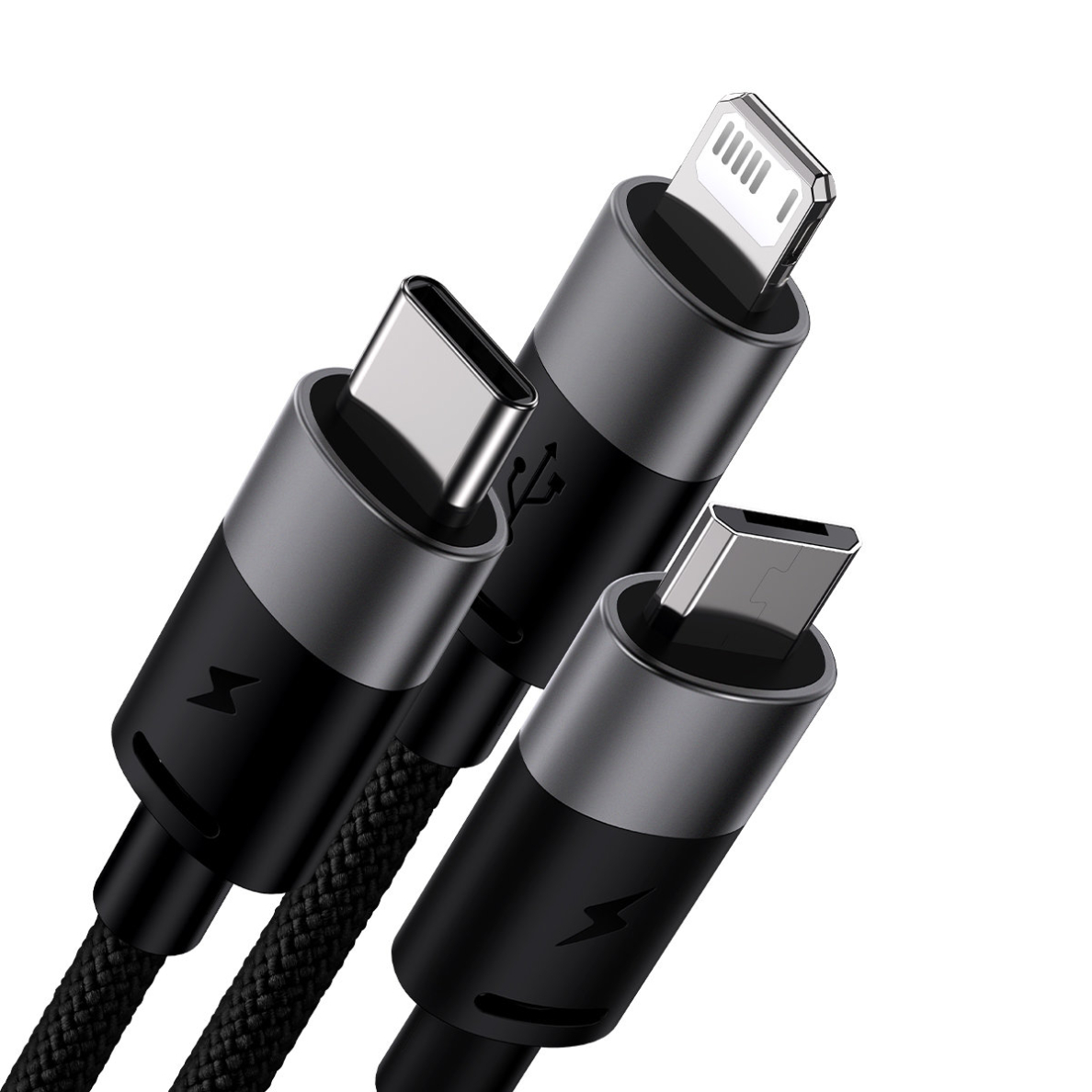 3in1 USB - micro USB / Lightning / USB C 3.5A 1.2m cable Baseus StarSpeed - Juodas 1 3in1 USB - micro USB / Lightning / USB C 3.5A 1.2m cable Baseus StarSpeed - Juodas 1