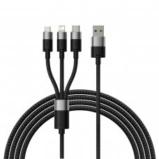 3in1 USB - micro USB / Lightning / USB C 3.5A 1.2m cable Baseus StarSpeed - Juodas