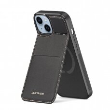 Dėklas 3in1 Wallet Case iPhone 15 Plus MagSafe RFID Blocker Dux Ducis Rafi Mag - Juodas