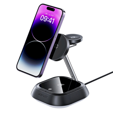Acefast E16 3in1 15W indukcinė įkrovimo stotelė telefonui / ausinėms / laikrodžiui – juoda 1