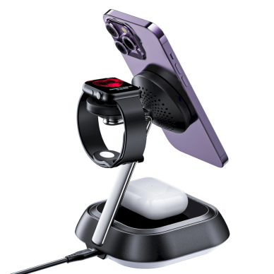 Acefast E16 3in1 15W indukcinė įkrovimo stotelė telefonui / ausinėms / laikrodžiui – juoda 5