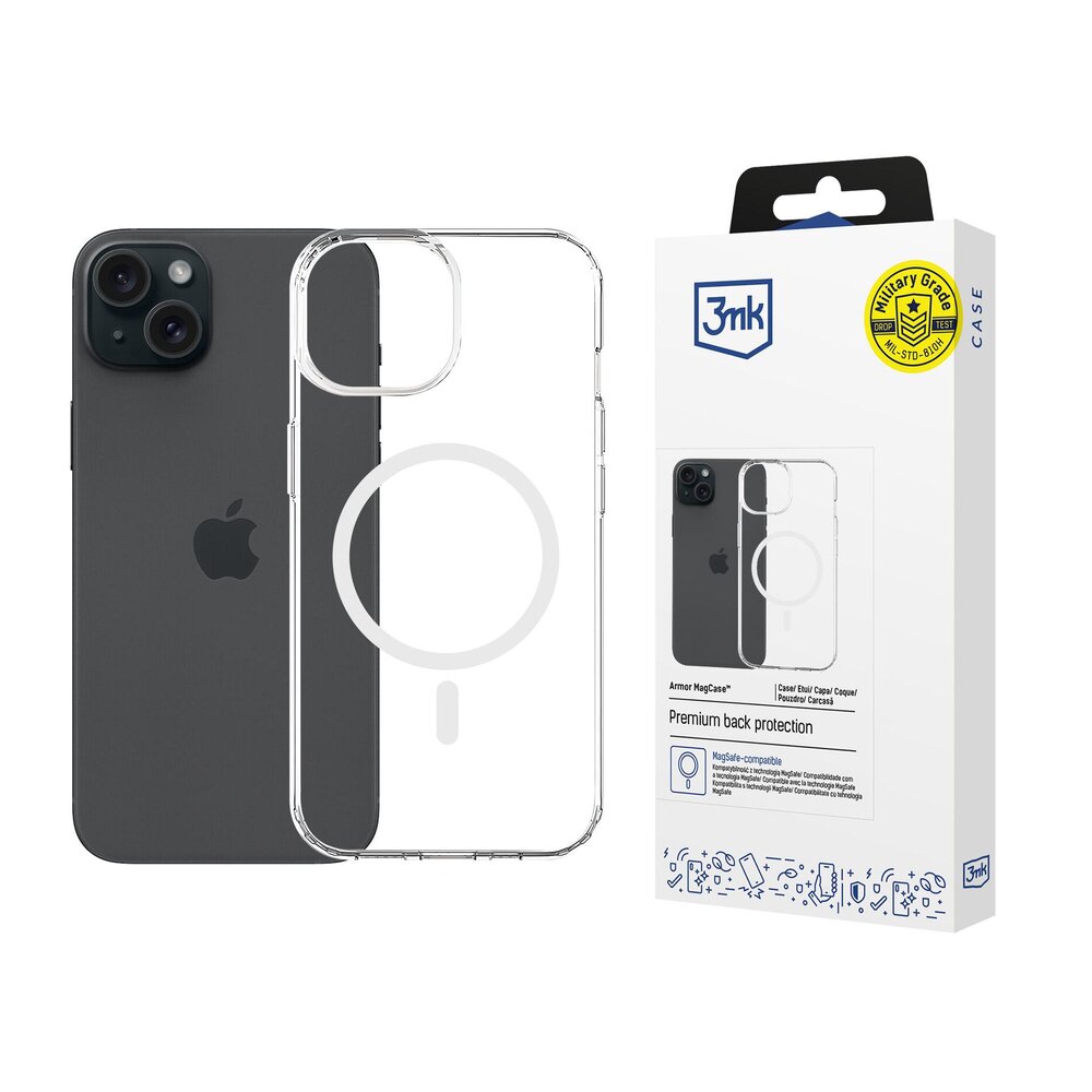 iPhone 15 Plus 3mk Armor MagCase dėklas – skaidrus