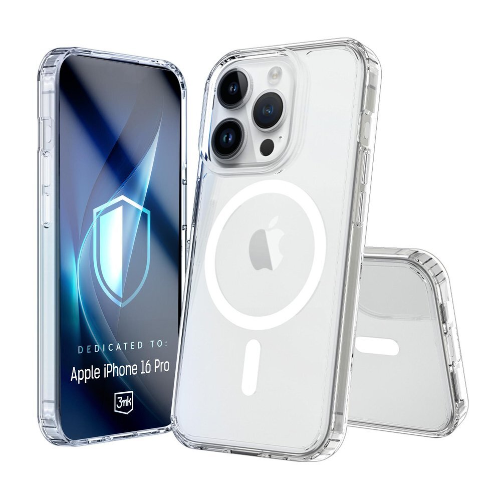 iPhone 16 Pro dėklas 3mk Armor MagCase – skaidrus