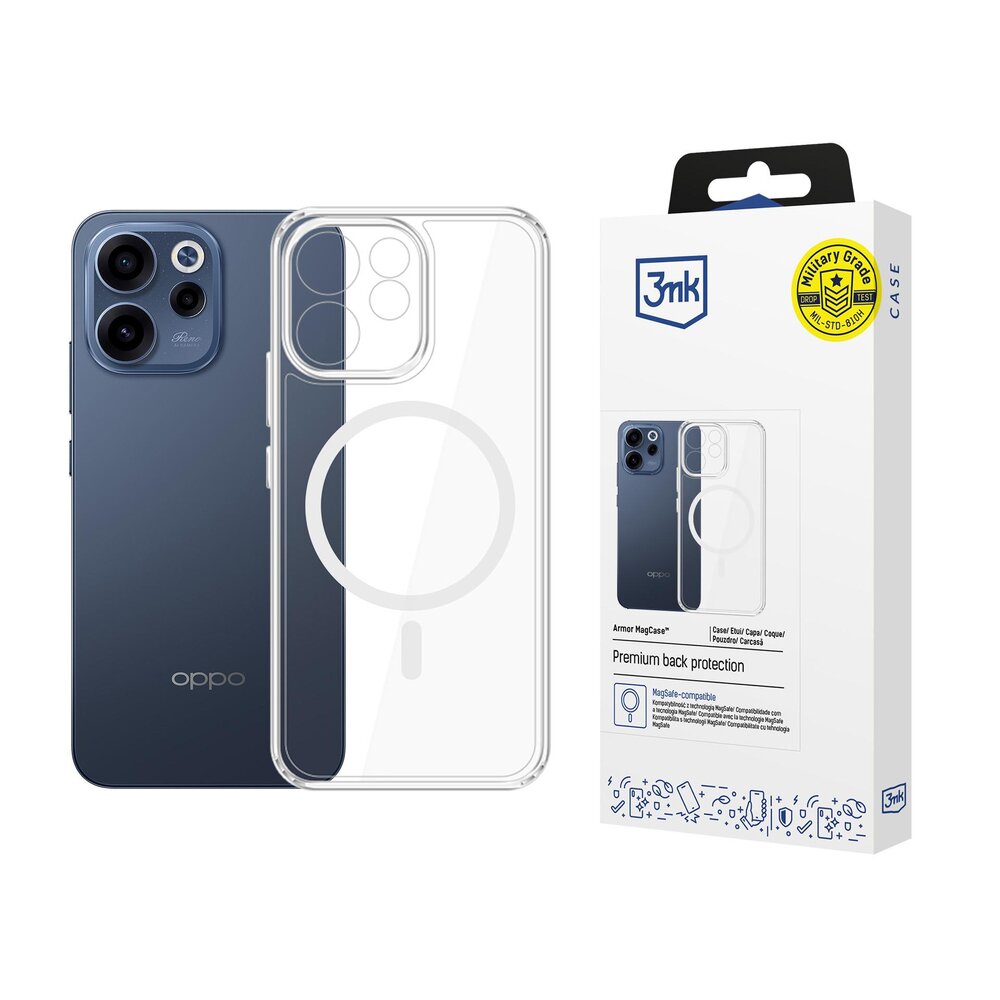 Oppo Reno 15 F 5G / Reno 15 FS 5G (CPH2801) 3mk Armor MagCase dėklas – skaidrus Oppo Reno 15 F 5G / Reno 15 FS 5G (CPH2801) 3mk Armor MagCase dėklas – skaidrus