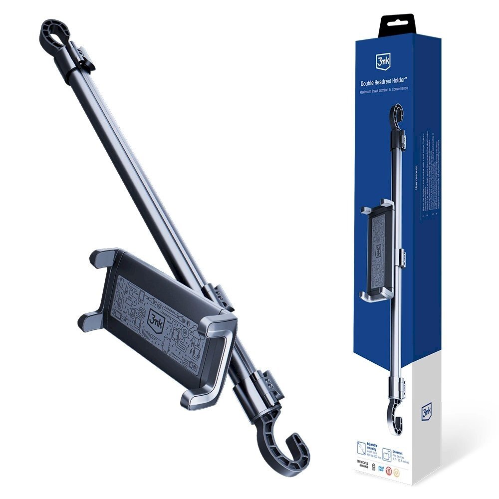 3mk Double Headrest Laikiklis a car a tablet or phone the headrests - Juodas 3mk Double Headrest Laikiklis a car a tablet or phone the headrests - Juodas
