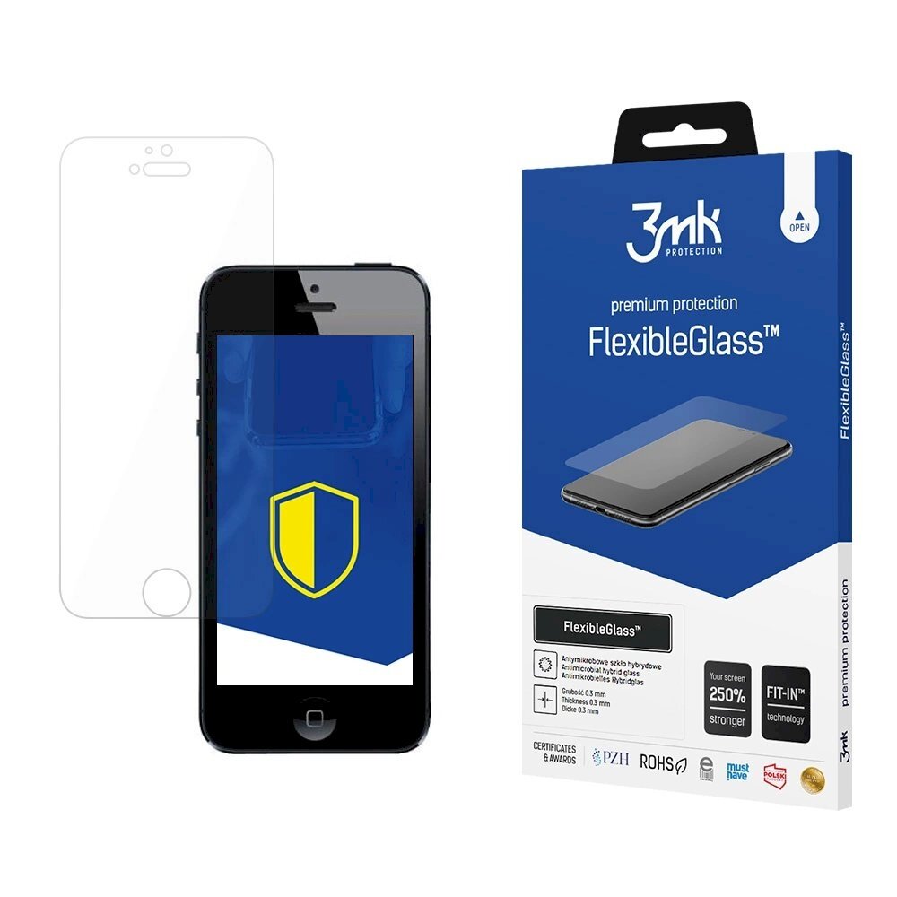 3mk FlexibleGlass™ Lankstus apsauginis stiklas iPhone 5 / 5S / SE 3mk FlexibleGlass™ Lankstus apsauginis stiklas iPhone 5 / 5S / SE