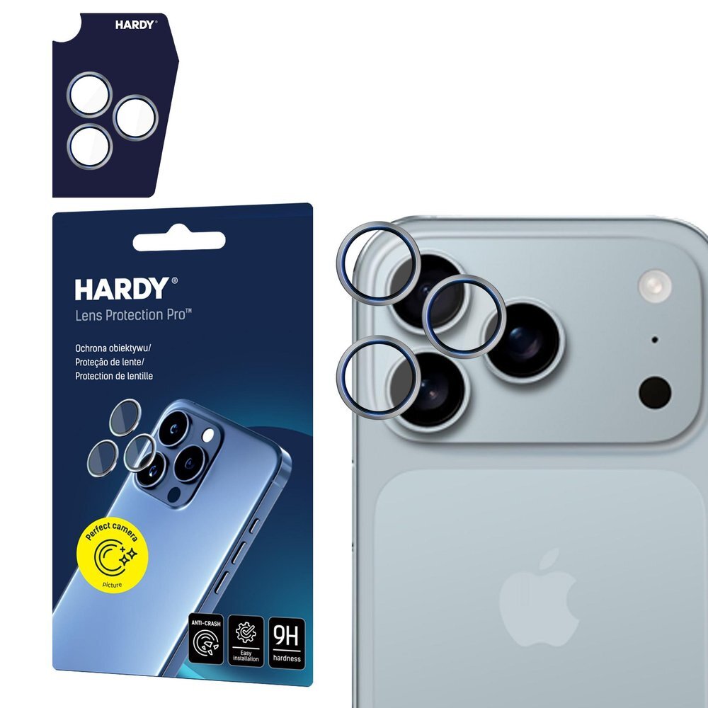 iPhone 17 Pro / 17 Pro Max 3mk HARDY Lens Protection Pro kameros stiklas – pilkas
