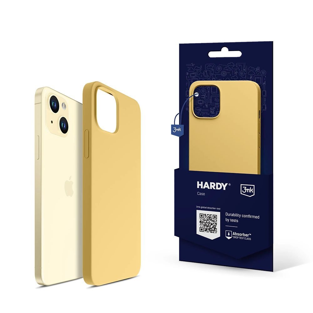 iPhone 15 dėklas 3mk Hardy Silicone MagCase – geltonas