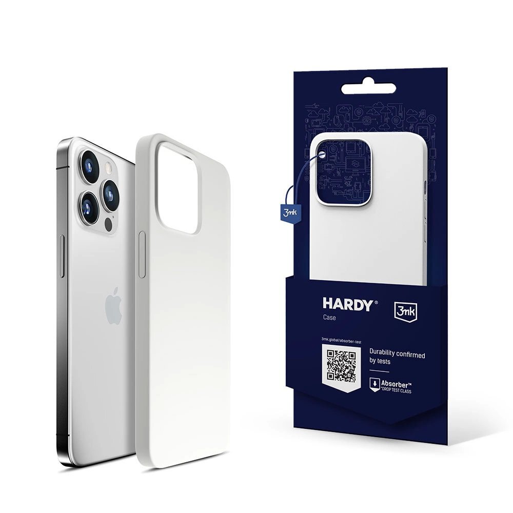 iPhone 14 Pro Max dėklas 3mk Hardy Silicone MagCase – baltas