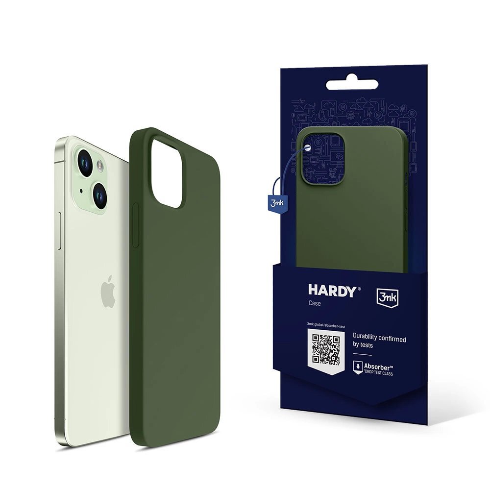 iPhone 15 Plus dėklas 3mk Hardy Silicone MagCase – žalias iPhone 15 Plus dėklas 3mk Hardy Silicone MagCase – žalias