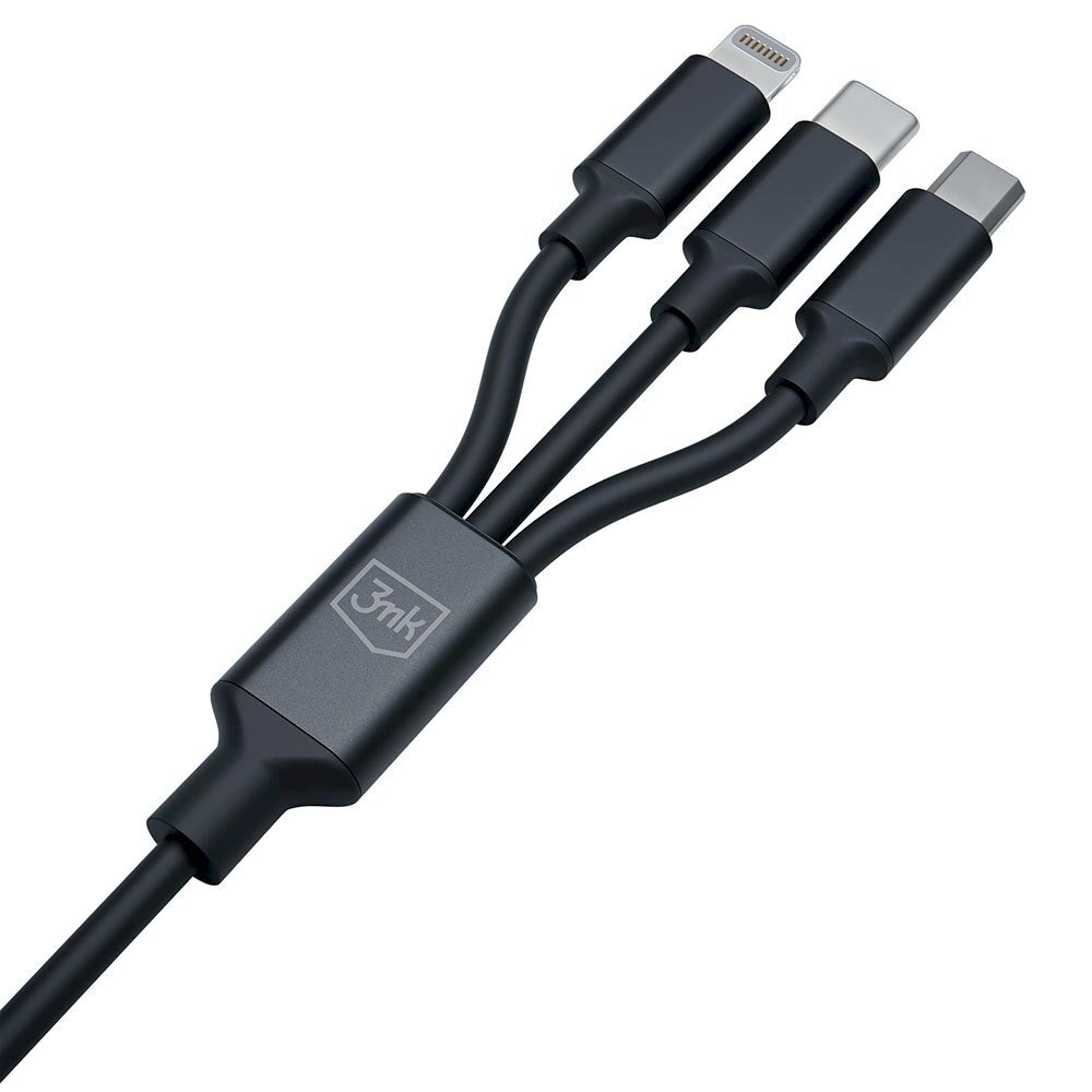 3mk Hyper Kabelis 3in1 USB-A - USB-C / USB-C - micro USB - Lightning 1.5m - Juodas 5 3mk Hyper Kabelis 3in1 USB-A - USB-C / USB-C - micro USB - Lightning 1.5m - Juodas 5