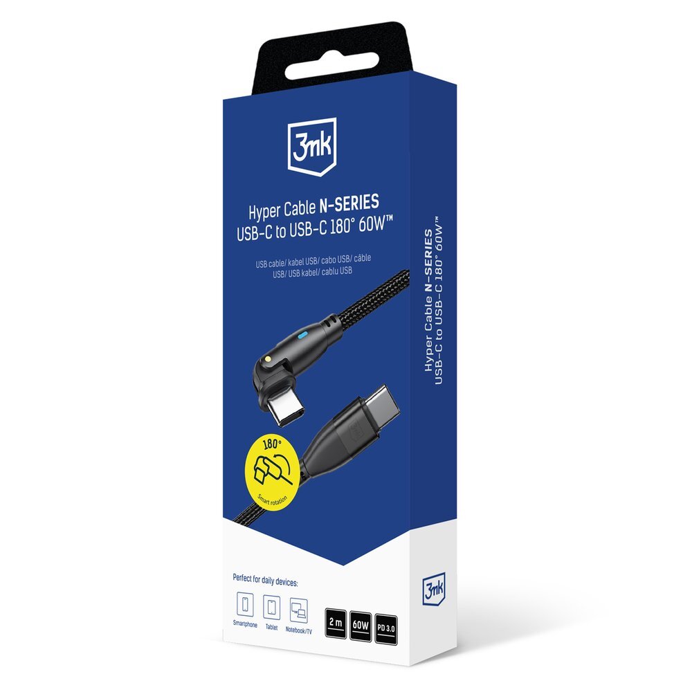 Krovimo kabelis 3mk Hyper Cable N-SERIES USB-C / USB-C 2 m 20V/3A 60 W – juodas 5 Krovimo kabelis 3mk Hyper Cable N-SERIES USB-C / USB-C 2 m 20V/3A 60 W – juodas 5