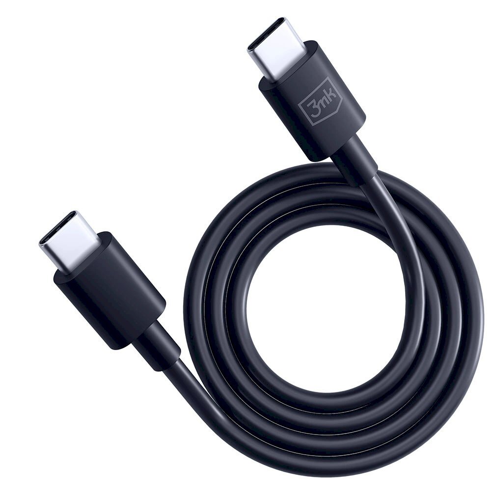 3mk Hyper Kabelis USB-C / USB-C 100W 1.2m - Juodas 2 3mk Hyper Kabelis USB-C / USB-C 100W 1.2m - Juodas 2
