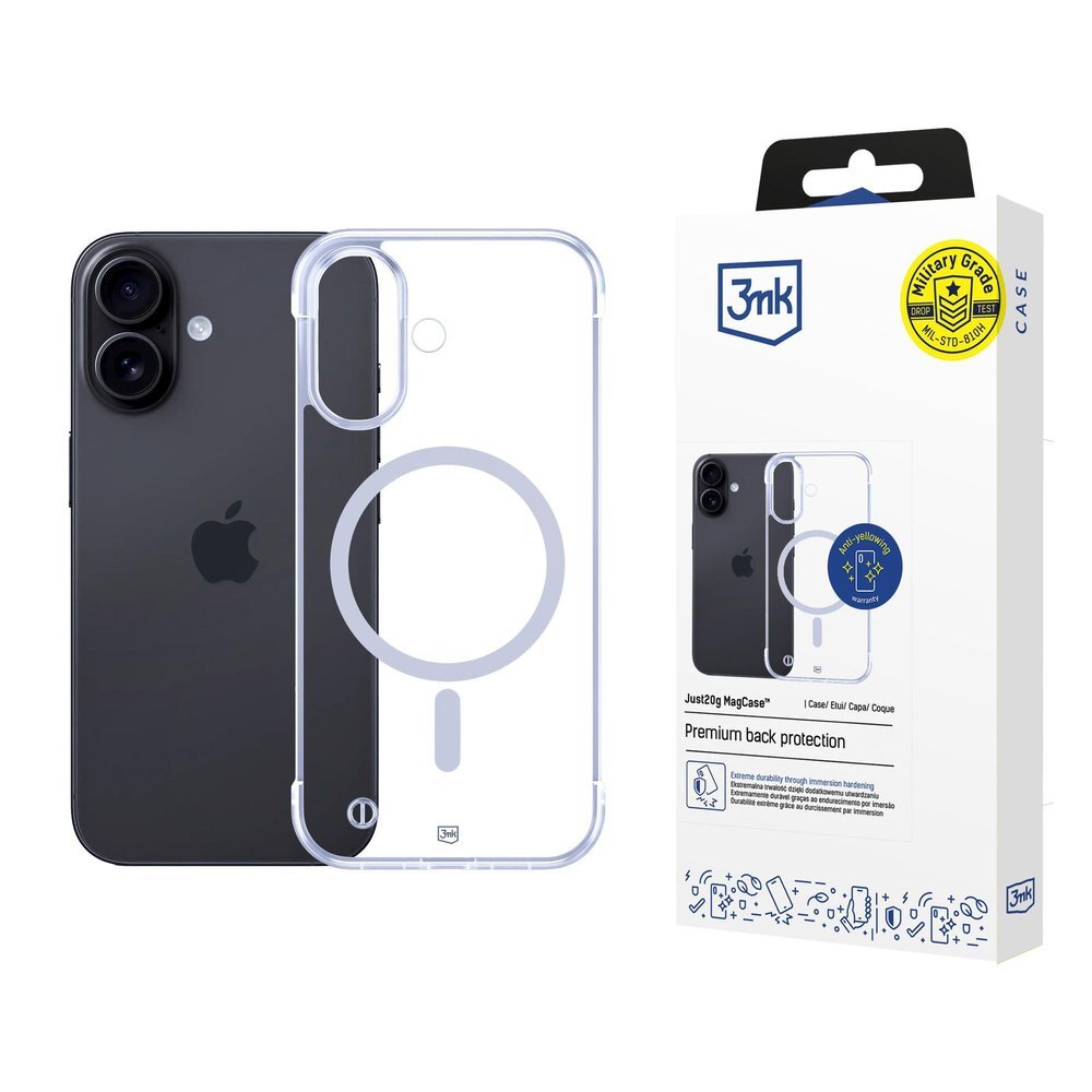 iPhone 17 dėklas 3mk Just20g MagCase – skaidrus iPhone 17 dėklas 3mk Just20g MagCase – skaidrus