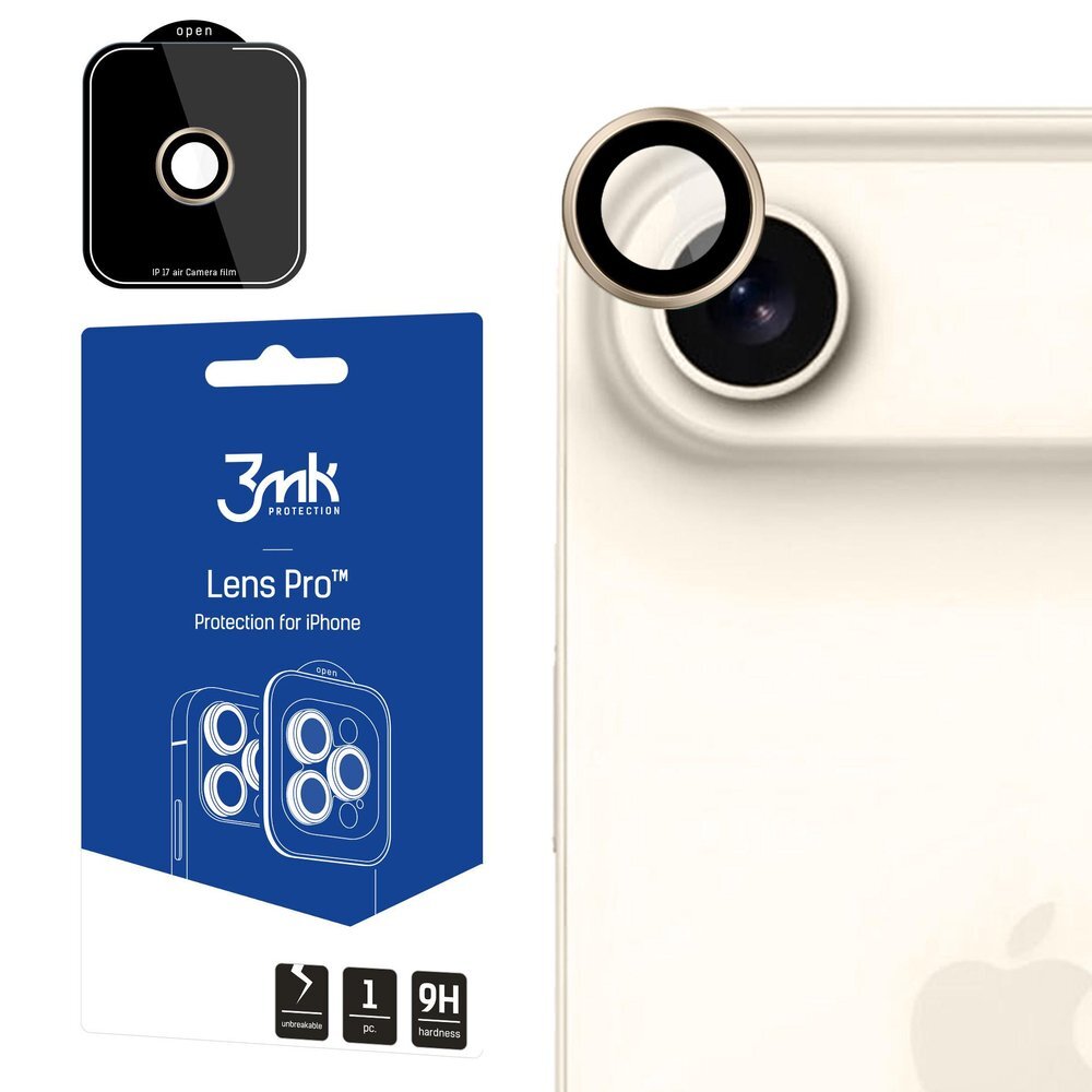 iPhone 17 Air 3mk Lens Protection Pro kameros stiklas – auksinis