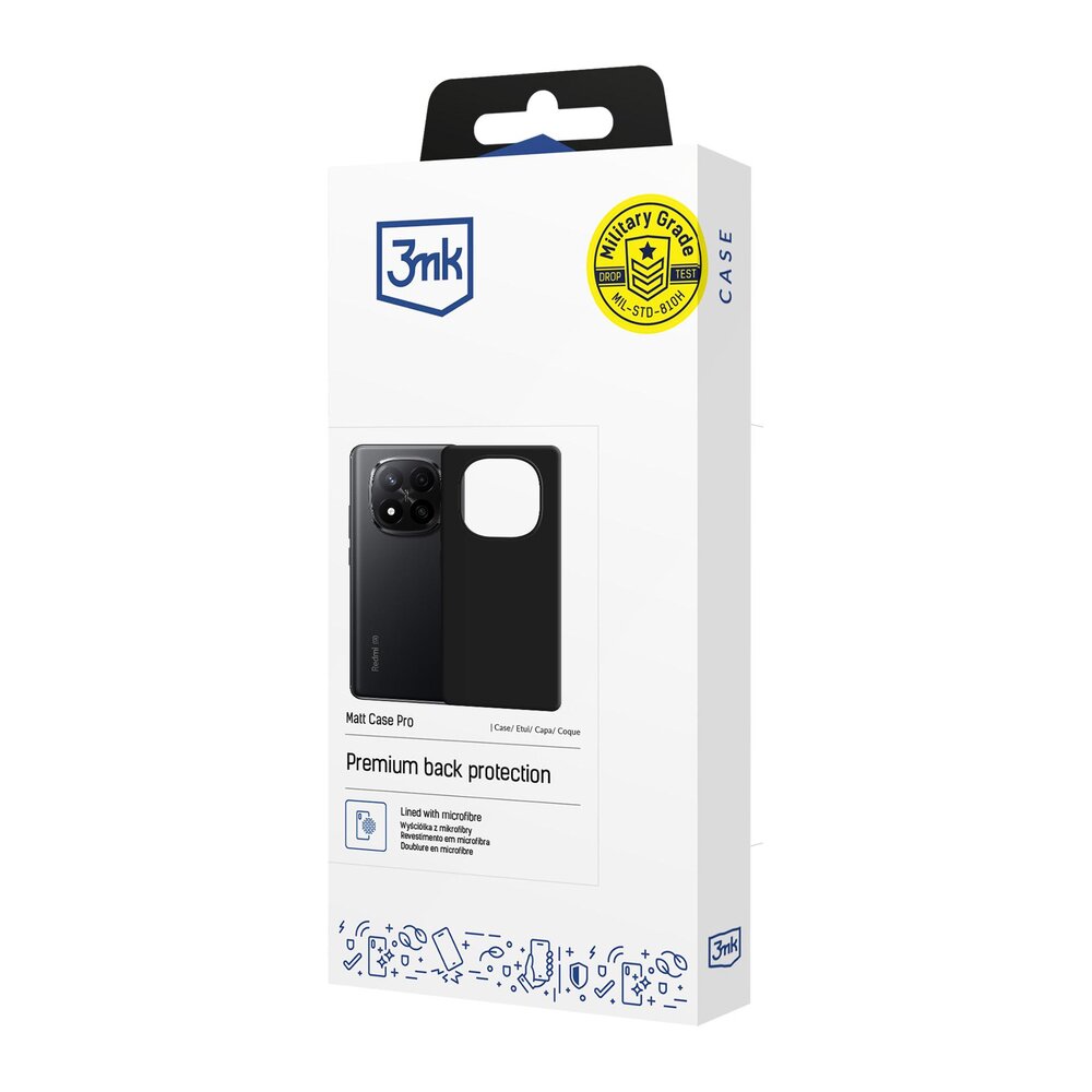 Xiaomi Redmi Note 15 Pro+ 5G 3mk Matt Case Pro dėklas – matinė juoda 1