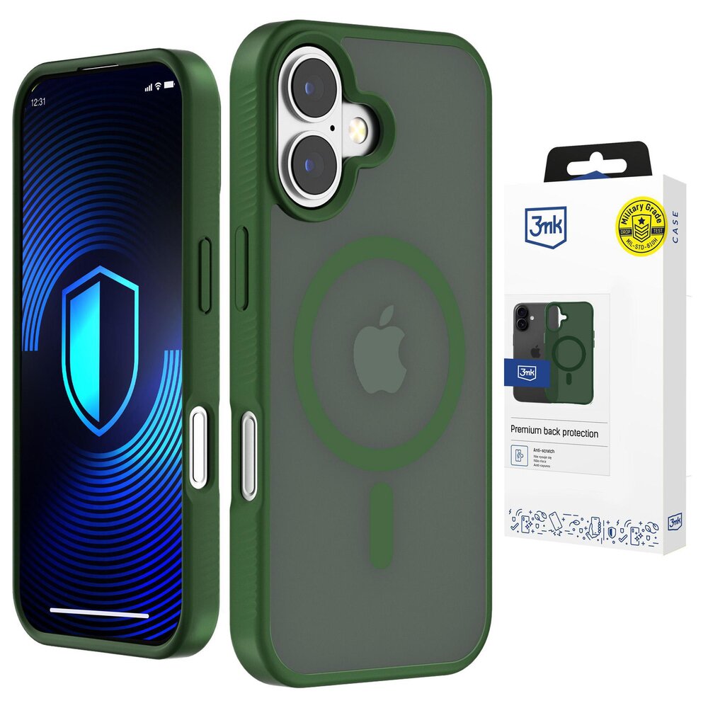 iPhone 16 Pro 3mk Smoke MagCase dėklas – žalias skaidrus