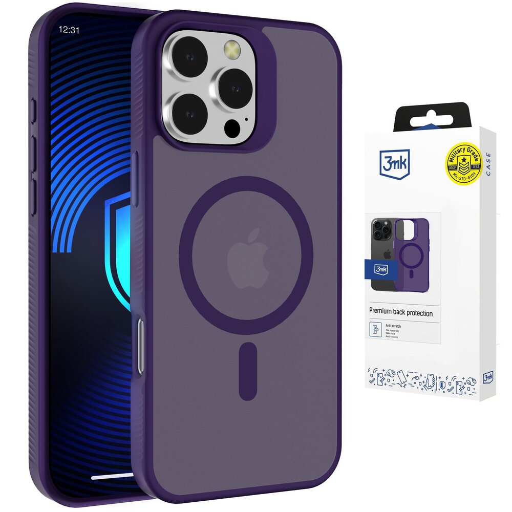 iPhone 16 Pro Max 3mk Smoke MagCase dėklas – violetinis skaidrus