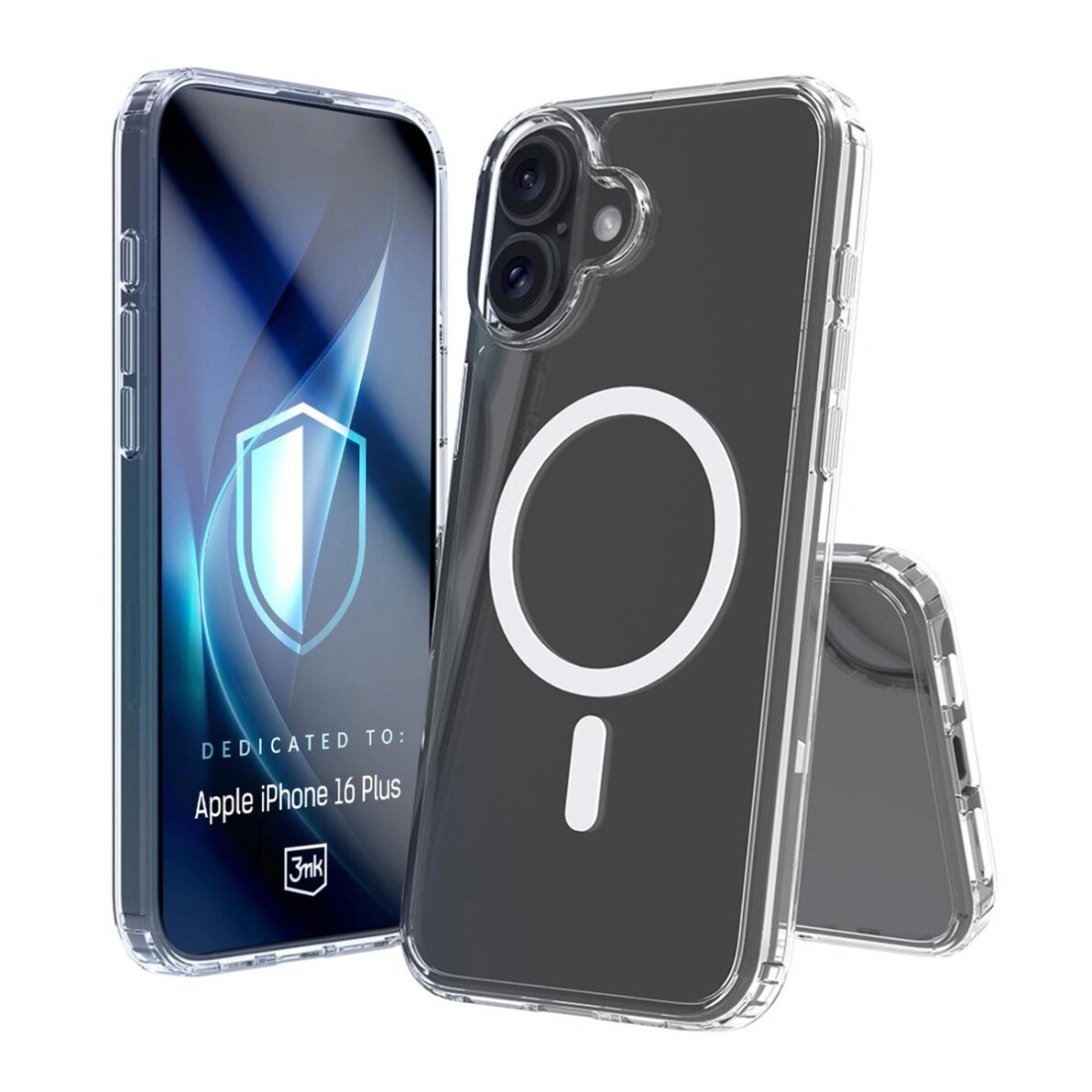 iPhone 16 Plus dėklas 3mk Armor MagCase – skaidrus