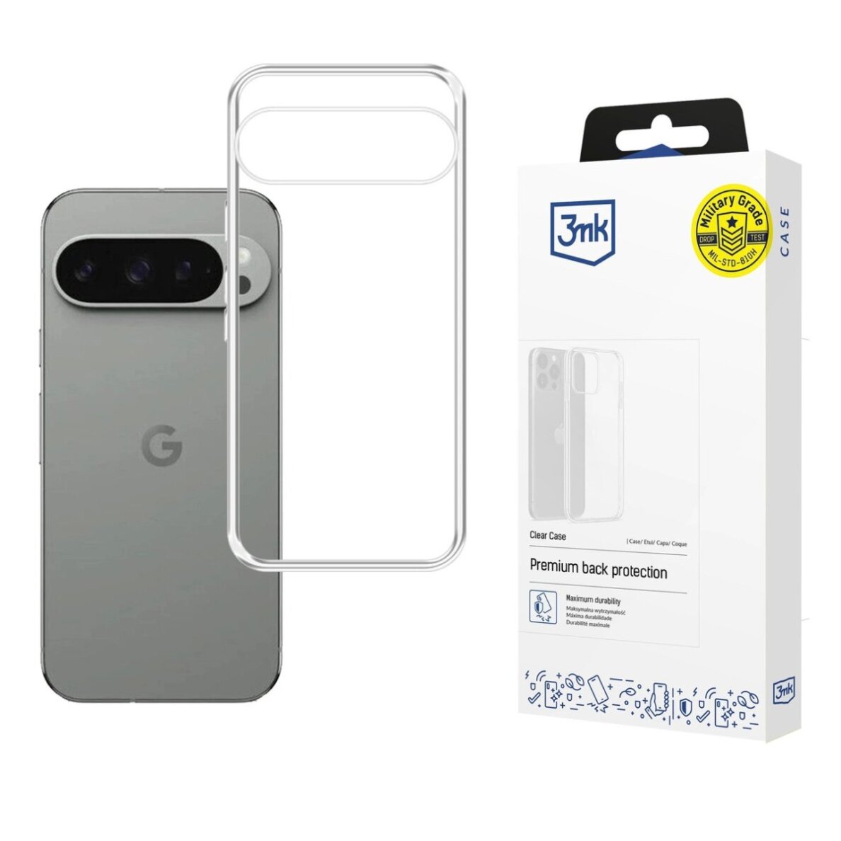 Google Pixel 10 / 10 Pro dėklas 3mk Clear Case – skaidrus