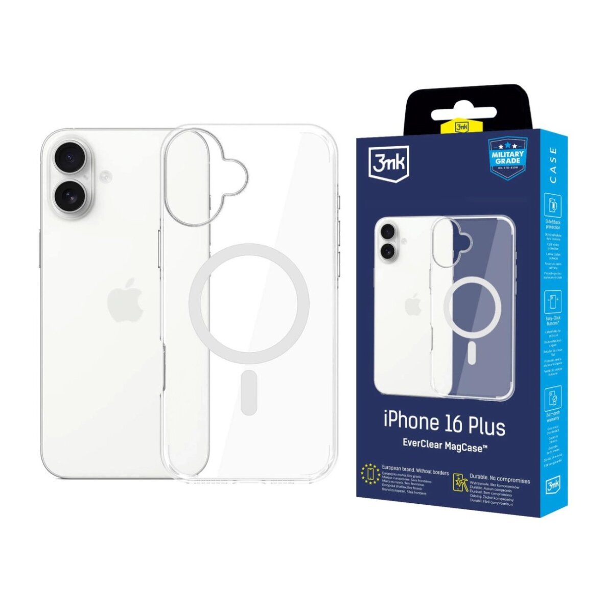 iPhone 16 Plus dėklas 3mk EverClear MagCase – skaidrus iPhone 16 Plus dėklas 3mk EverClear MagCase – skaidrus