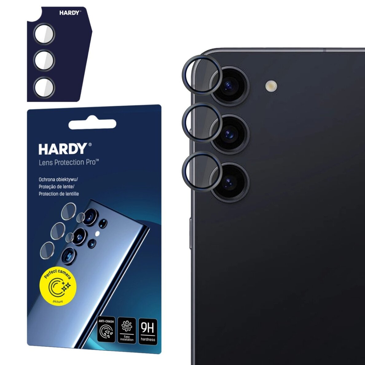 Samsung Galaxy S24+ 3mk HARDY Lens Protection Pro kameros stiklas – juodas Samsung Galaxy S24+ 3mk HARDY Lens Protection Pro kameros stiklas – juodas