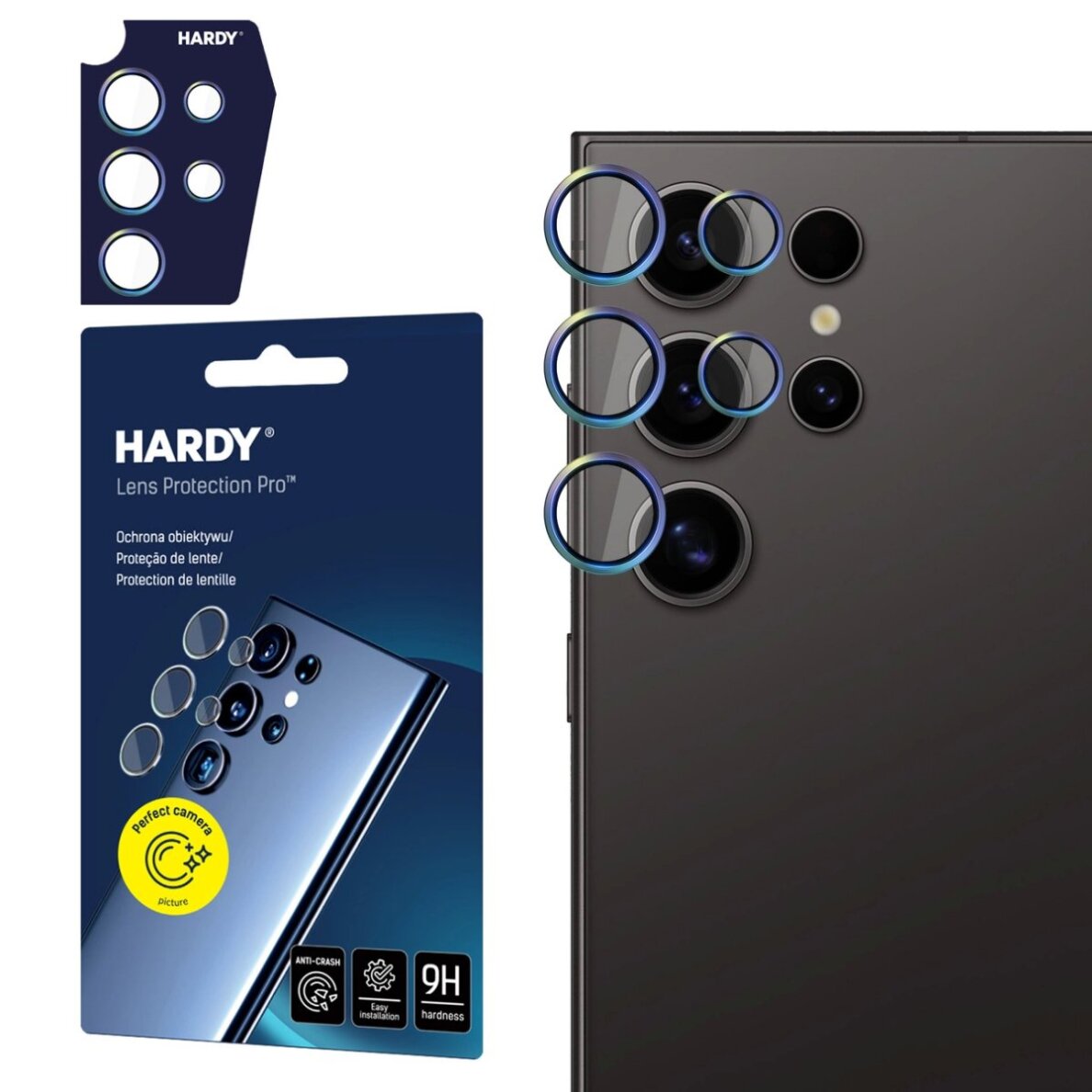 Samsung Galaxy S24 Ultra 3mk HARDY Lens Protection Pro kameros stiklas – įvairiaspalvis