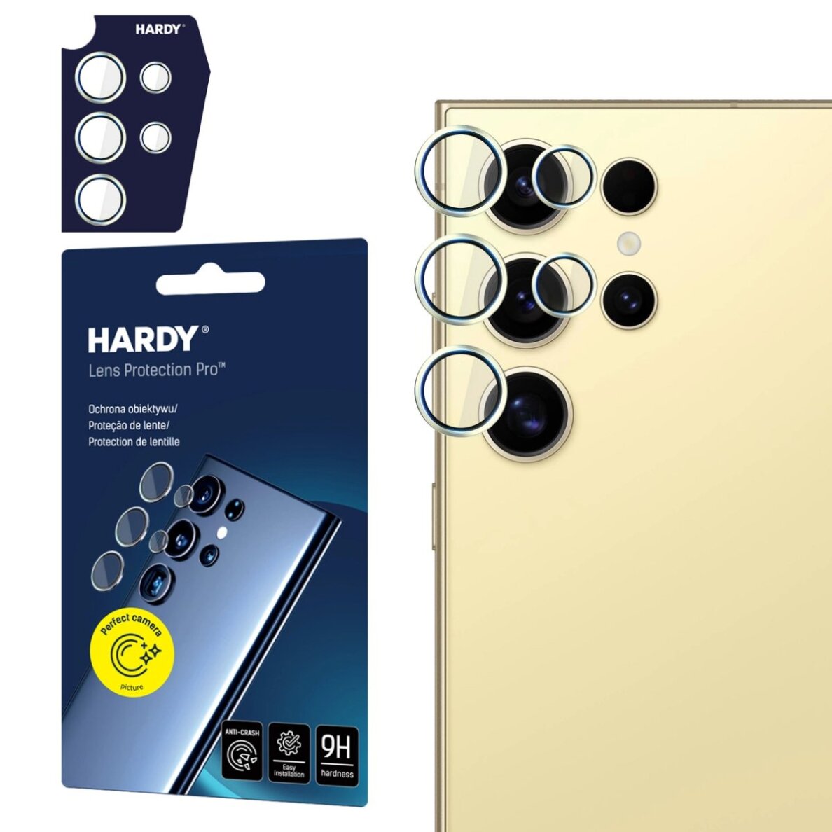 Samsung Galaxy S24 Ultra 3mk HARDY Lens Protection Pro kameros stiklas – geltonas