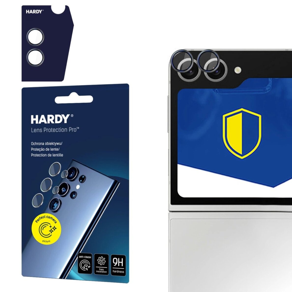 Samsung Galaxy Z Flip 6 3mk HARDY Lens Protection Pro kameros stiklas – juodas Samsung Galaxy Z Flip 6 3mk HARDY Lens Protection Pro kameros stiklas – juodas