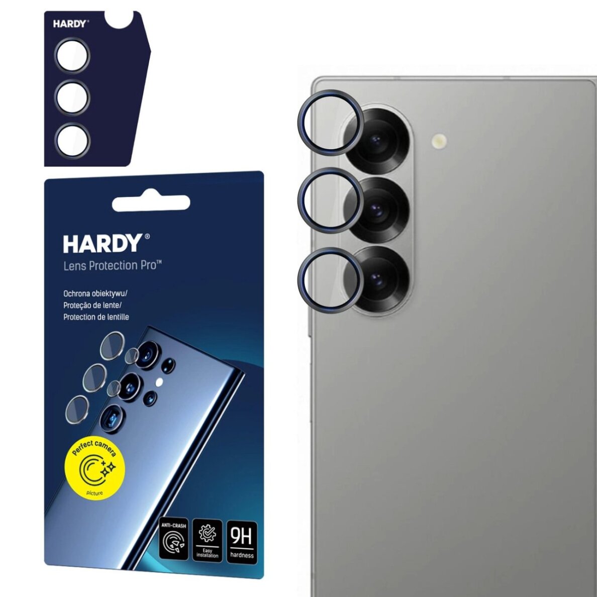 Samsung Galaxy Z Fold 6 3mk HARDY Lens Protection Pro kameros stiklas – juodas Samsung Galaxy Z Fold 6 3mk HARDY Lens Protection Pro kameros stiklas – juodas