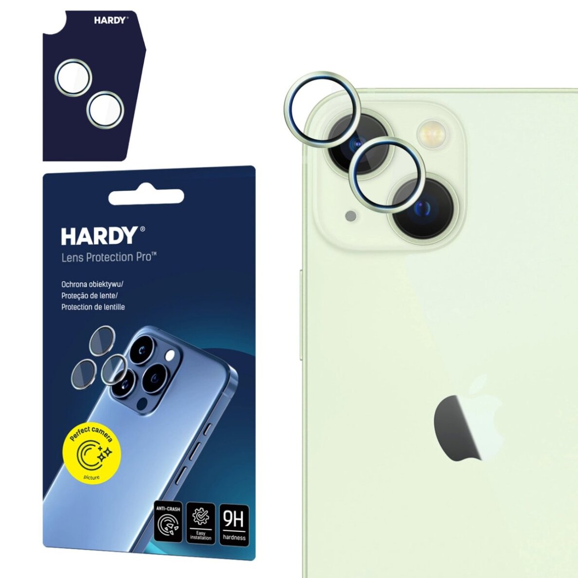 iPhone 15 / 15 Plus 3mk HARDY Lens Protection Pro kameros stiklas – žalias