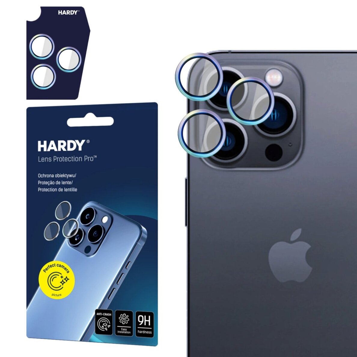 iPhone 15 Pro 3mk HARDY Lens Protection Pro kameros stiklas – įvairiaspalvis