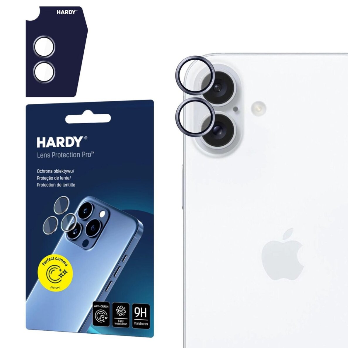 iPhone 16 / 16 Plus 3mk HARDY Lens Protection Pro kameros stiklas – mėlynas iPhone 16 / 16 Plus 3mk HARDY Lens Protection Pro kameros stiklas – mėlynas
