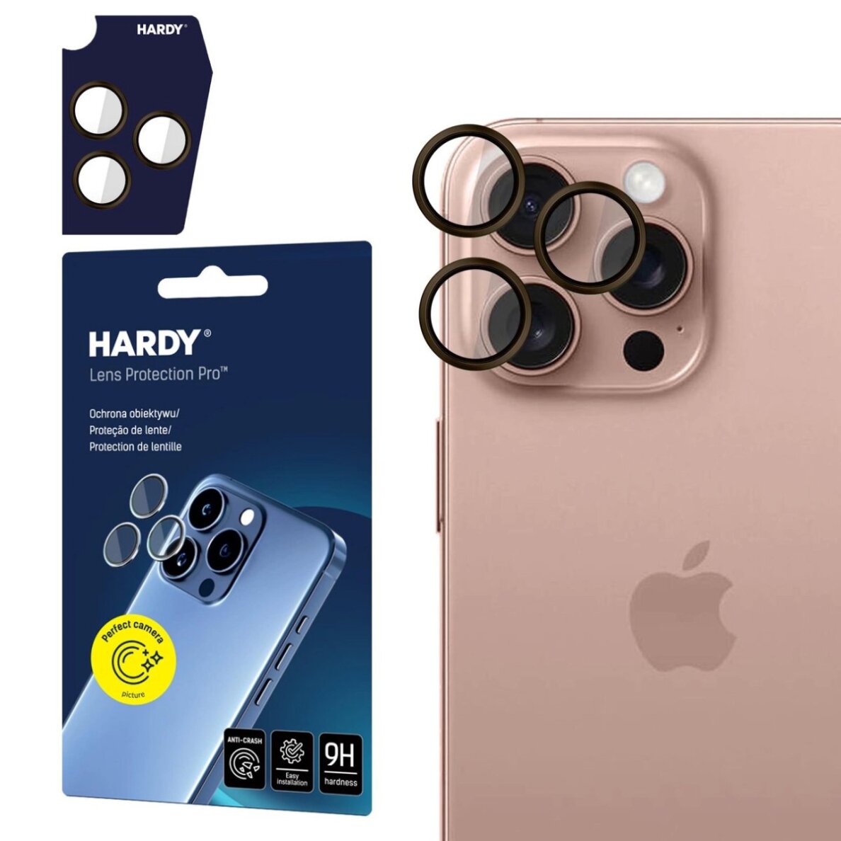 iPhone 16 Pro / 16 Pro Max 3mk HARDY Lens Protection Pro kameros stiklas – rudas