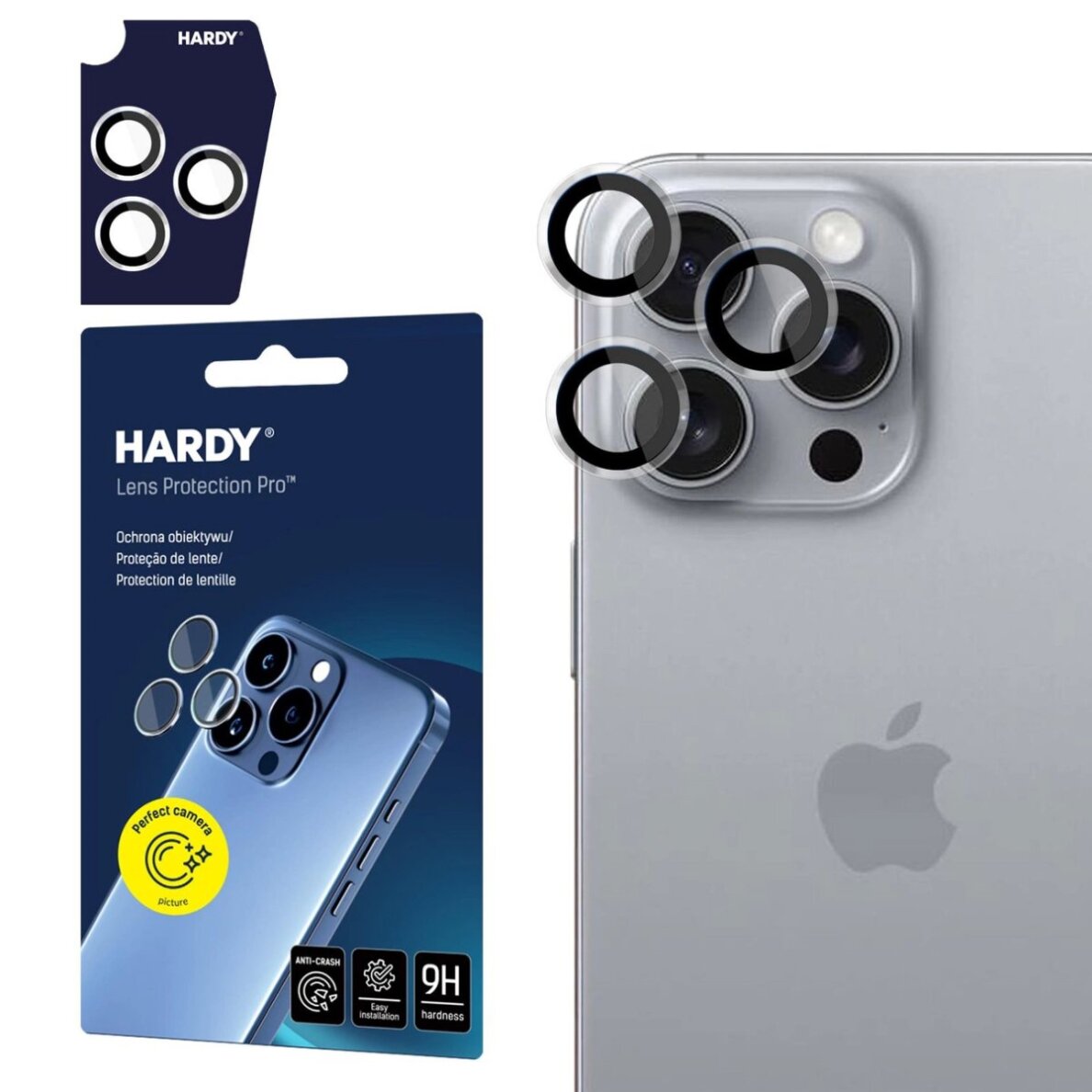 iPhone 16 Pro / 16 Pro Max 3mk HARDY Lens Protection Pro kameros stiklas – skaidrus