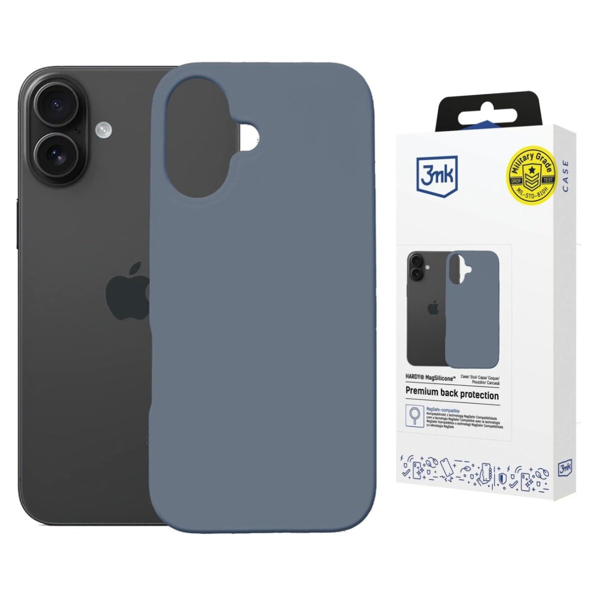 iPhone 16 Plus dėklas 3mk Hardy MagSilicone – mėlynas iPhone 16 Plus dėklas 3mk Hardy MagSilicone – mėlynas