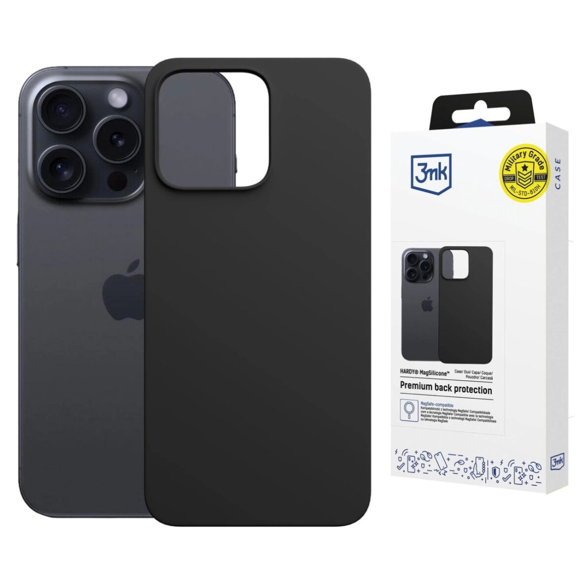iPhone 16 Pro Max dėklas 3mk Hardy MagSilicone – pilkas iPhone 16 Pro Max dėklas 3mk Hardy MagSilicone – pilkas