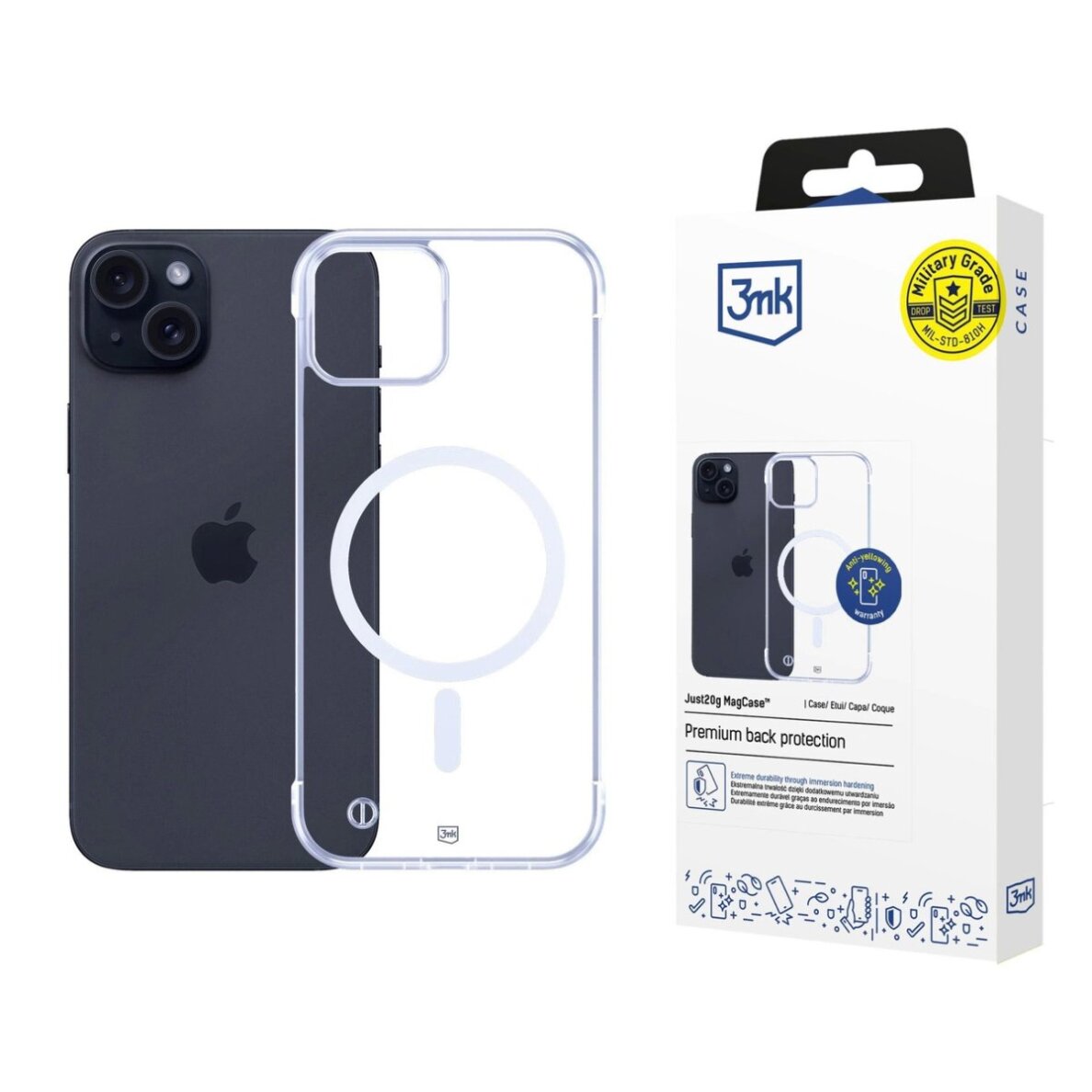 iPhone 15 Plus dėklas 3mk Just20g MagCase – skaidrus iPhone 15 Plus dėklas 3mk Just20g MagCase – skaidrus