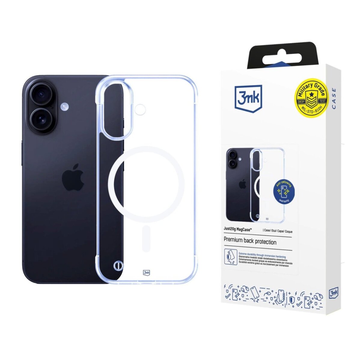 iPhone 16 Plus dėklas 3mk Just20g MagCase – skaidrus