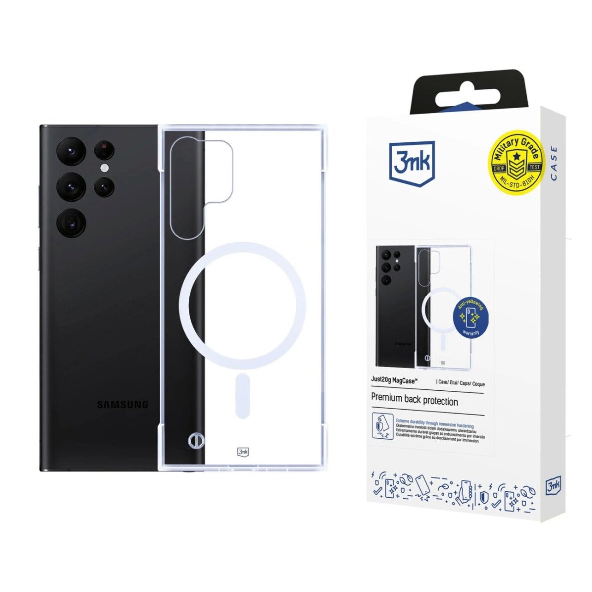 Samsung Galaxy S23 Ultra 3mk Just20g MagCase dėklas – permatomas Samsung Galaxy S23 Ultra 3mk Just20g MagCase dėklas – permatomas