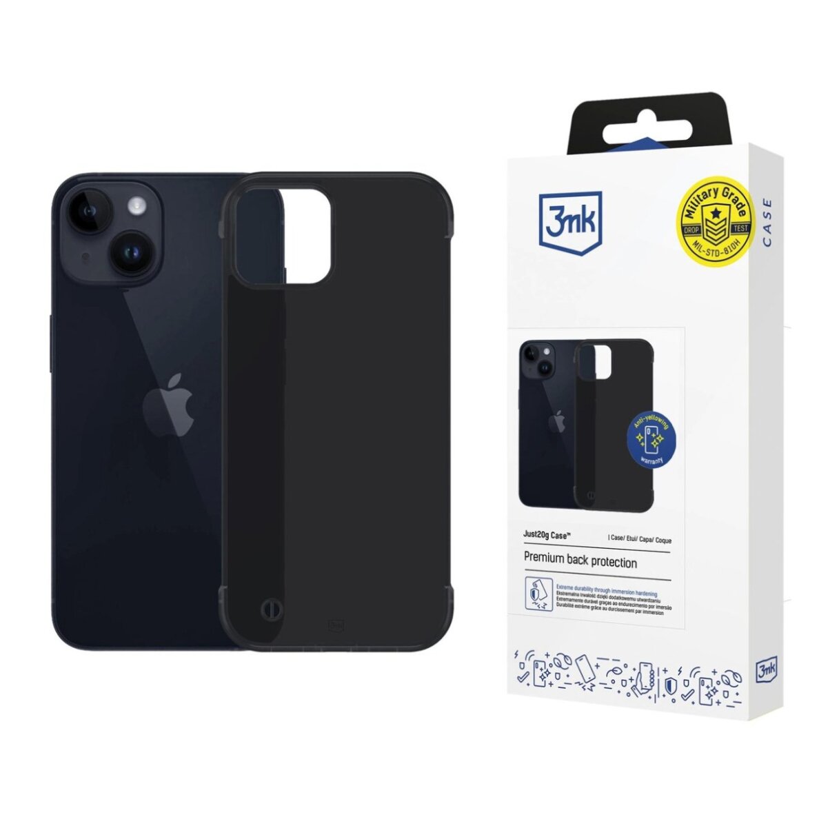 iPhone 14 Plus dėklas 3mk Just20g Matt Case – matinės juodos