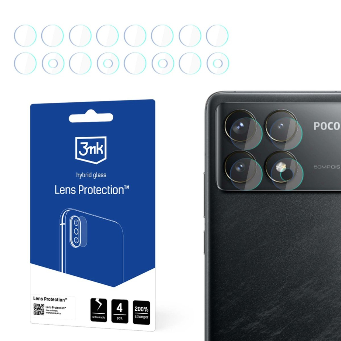 Xiaomi Poco F6 Pro 3mk Lens Protection™ hibridinis kameros stiklas