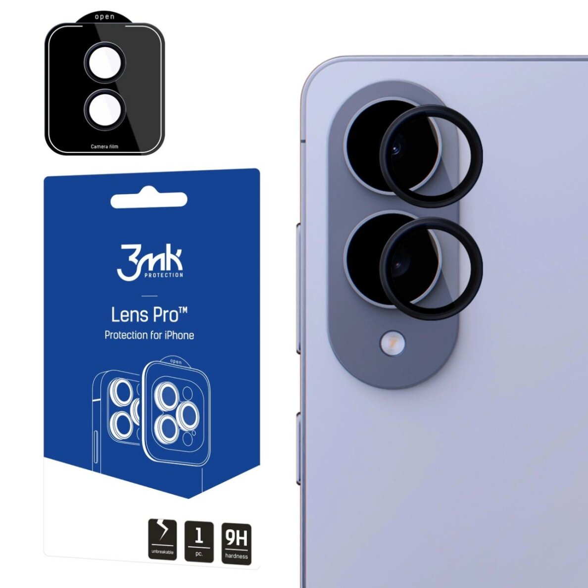 Samsung Galaxy S25 Edge 3mk Lens Protection Pro kameros stiklas – juodas Samsung Galaxy S25 Edge 3mk Lens Protection Pro kameros stiklas – juodas