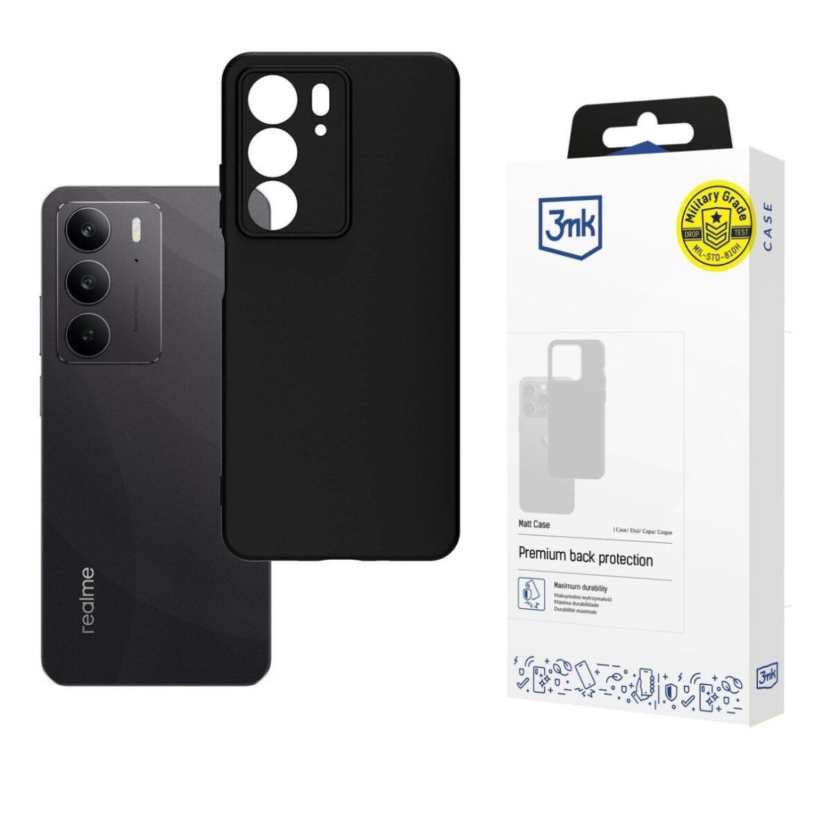 Realme C75 dėklas 3mk Matt Case – juodas