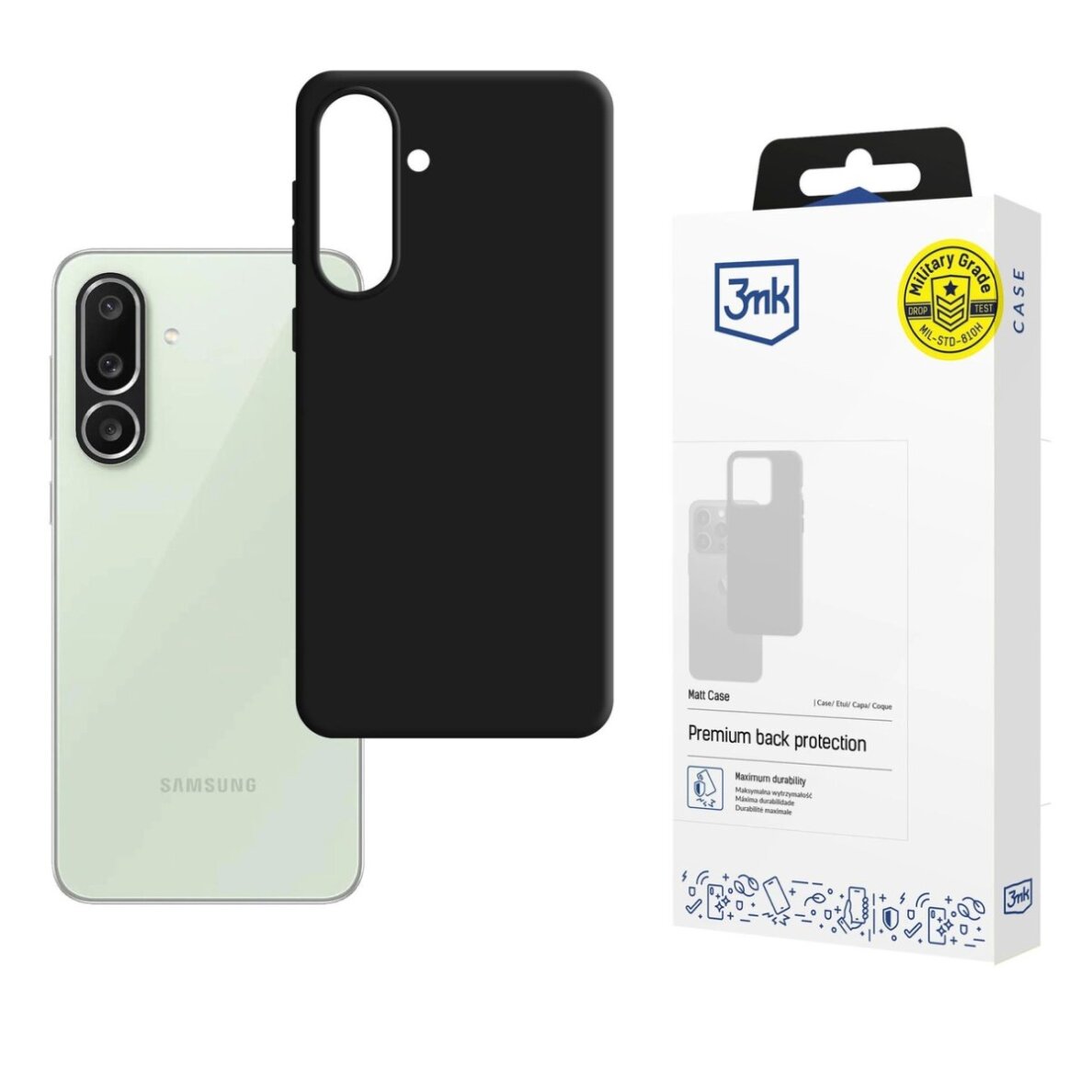 Samsung Galaxy M56 dėklas 3mk Matt Case – matinės juodos spalvos