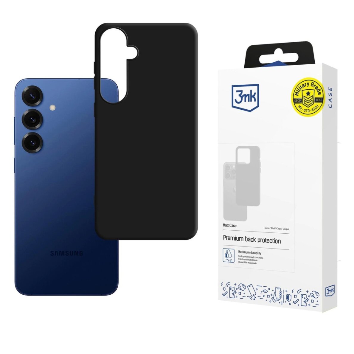 Samsung Galaxy S25 FE dėklas 3mk Matt Case – matinės juodos spalvos