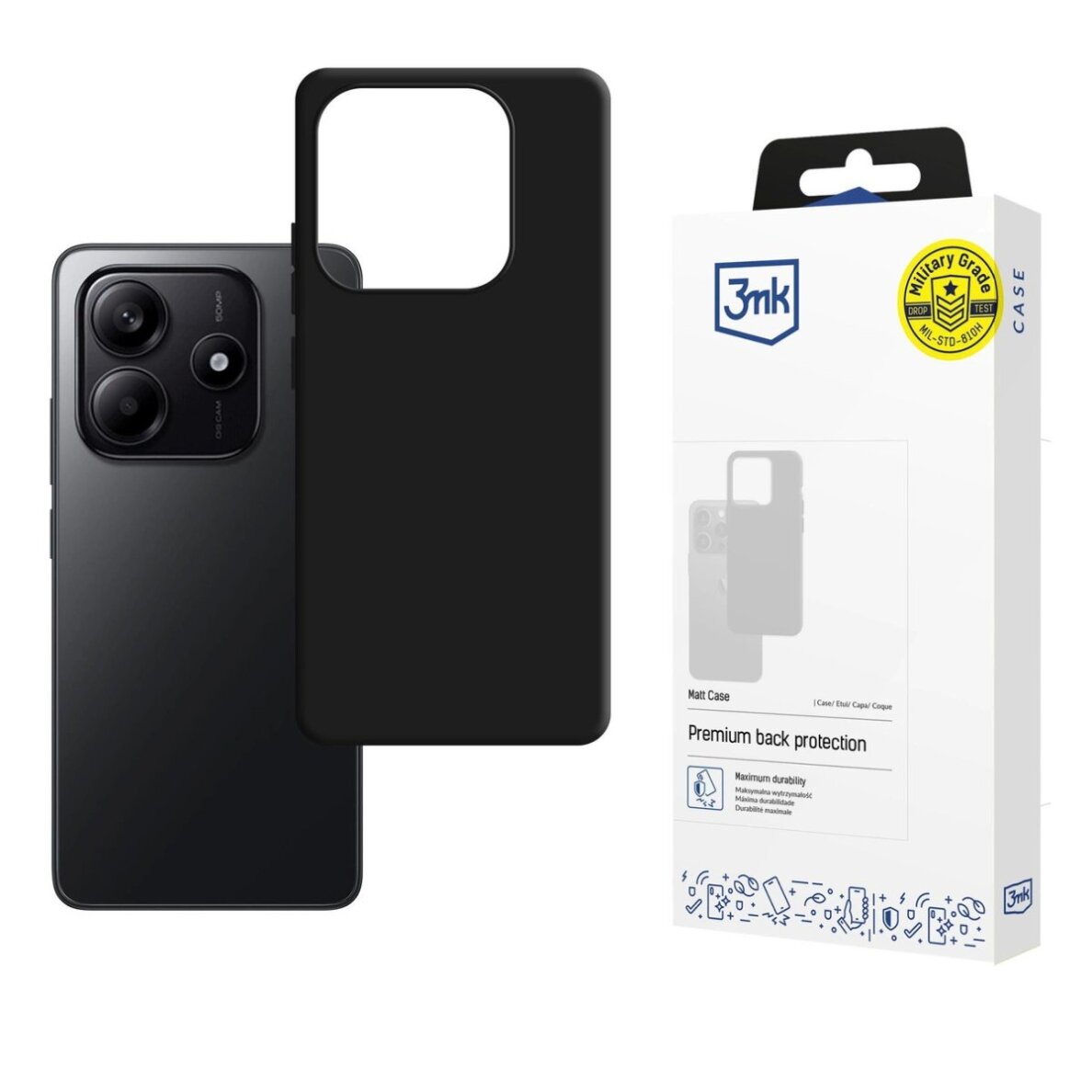 Xiaomi Redmi Note 14 4G dėklas 3mk Matt Case – matinės juodos