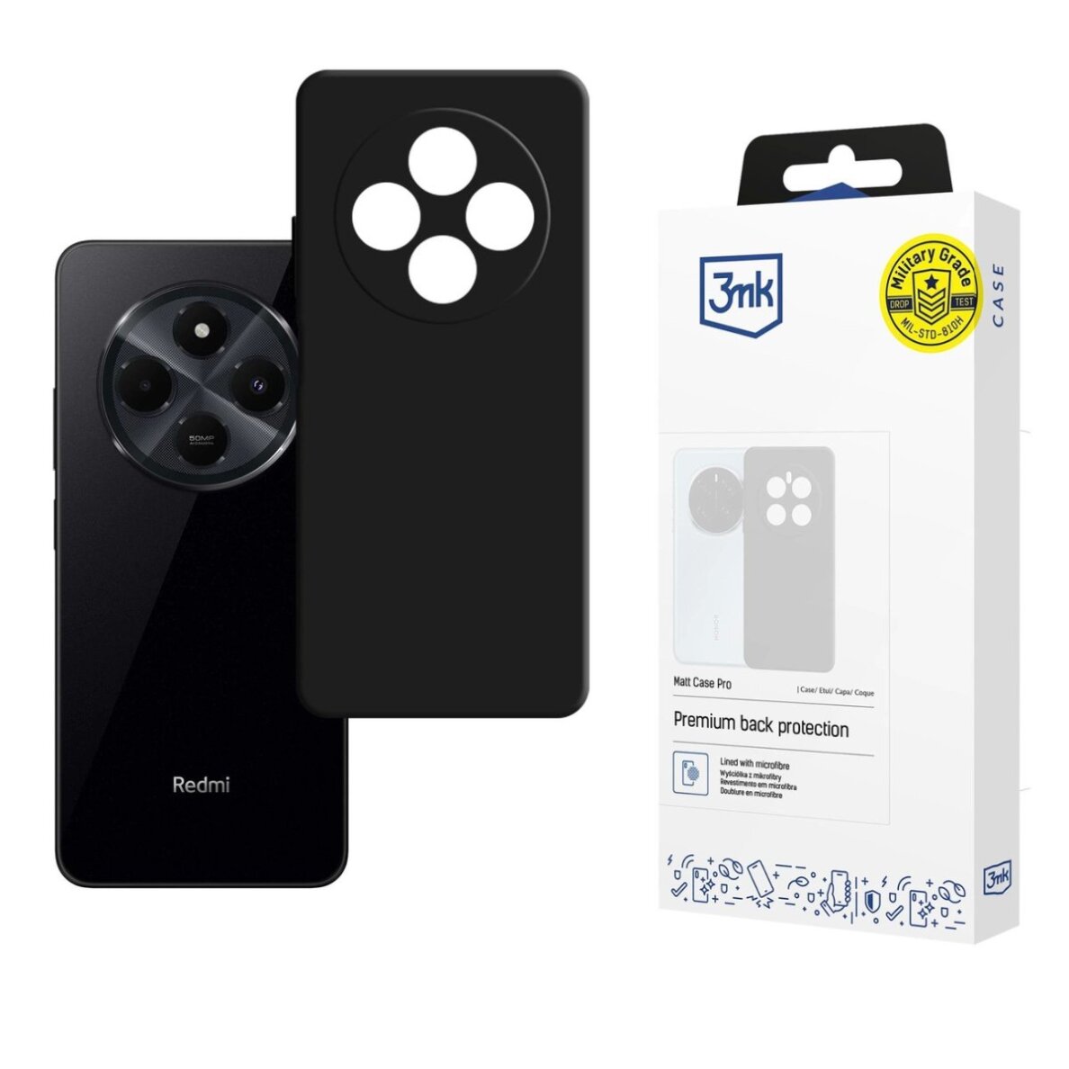 Xiaomi Redmi 14C dėklas 3mk Matt Case Pro – matinės juodos Xiaomi Redmi 14C dėklas 3mk Matt Case Pro – matinės juodos