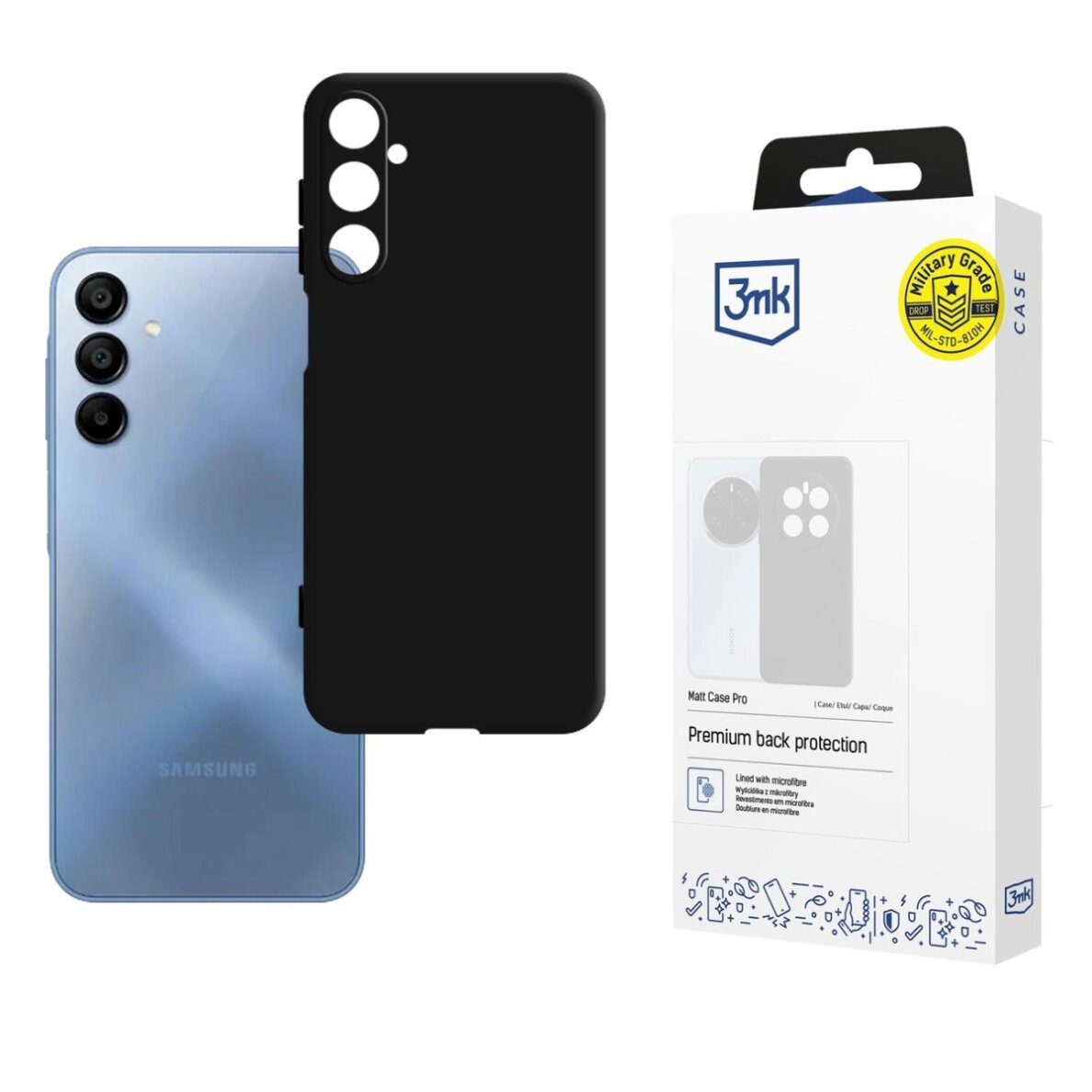 Samsung Galaxy A15 5G dėklas 3mk Matt Case Pro – matinės juodos spalvos Samsung Galaxy A15 5G dėklas 3mk Matt Case Pro – matinės juodos spalvos